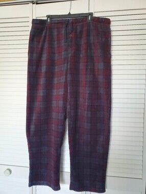 Joe Boxer Burgundy and Gray Plaid Men's Fleece Pants
